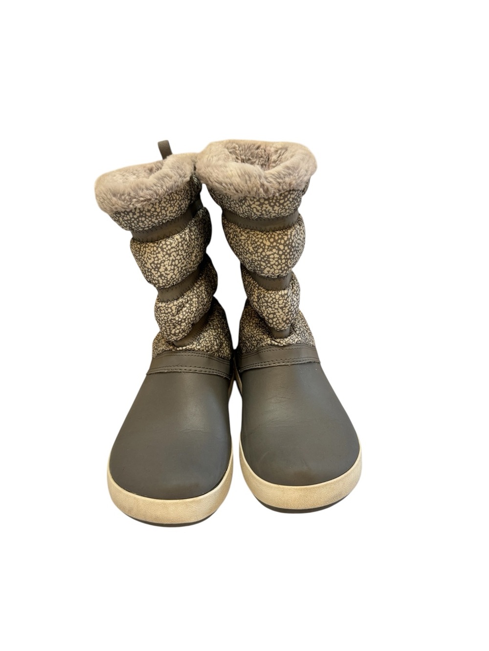 Crocs Crocband Gray Faux Fur Lining Winter Snow Boots Size 10